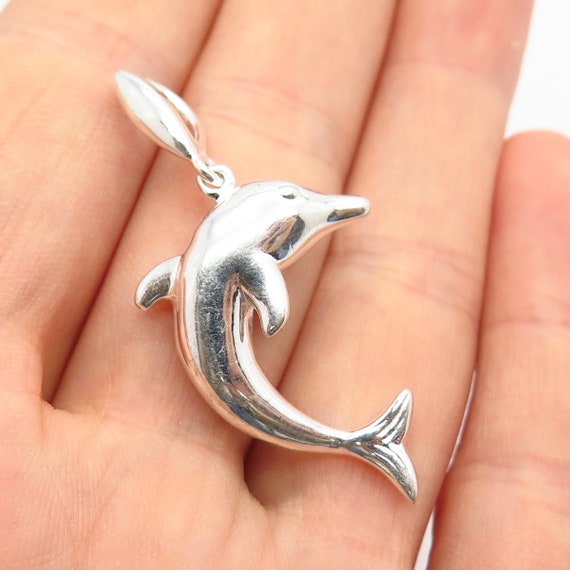 925 Sterling Silver Vintage Friendly Dolphin Desi… - image 1