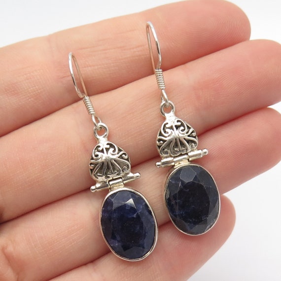 925 Sterling Silver Vintage Real Sodalite Gem Dan… - image 1