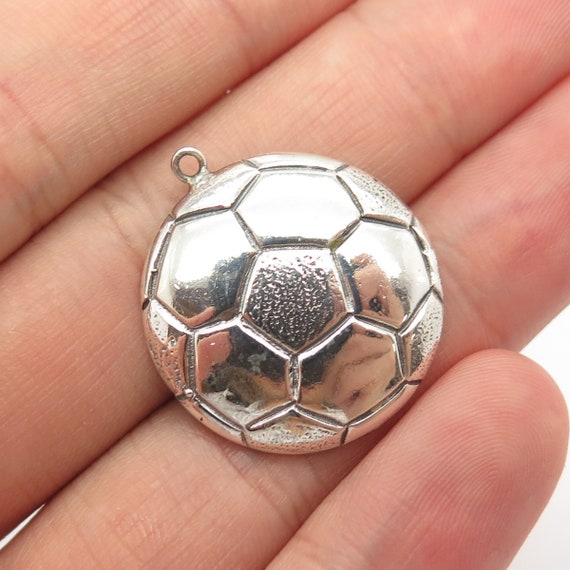 925 Sterling Silver Vintage Football Ball Pendant - image 1