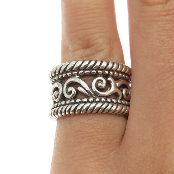 BRIGHTON 925 Sterling Silver Vintage Floral Scroll Band Ring