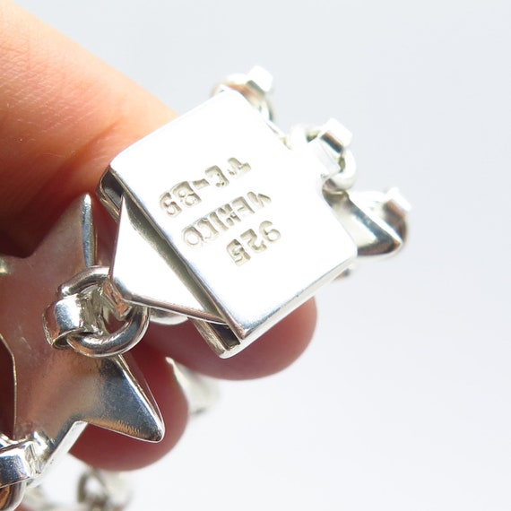 925 Sterling Silver Vintage Mexico Wide Cross Link Bracelet 7.5
