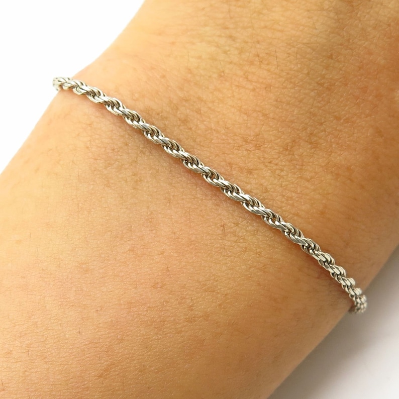 Italy Signed 925 Sterling Silver Twisted Rope Link Bracelet 7 14