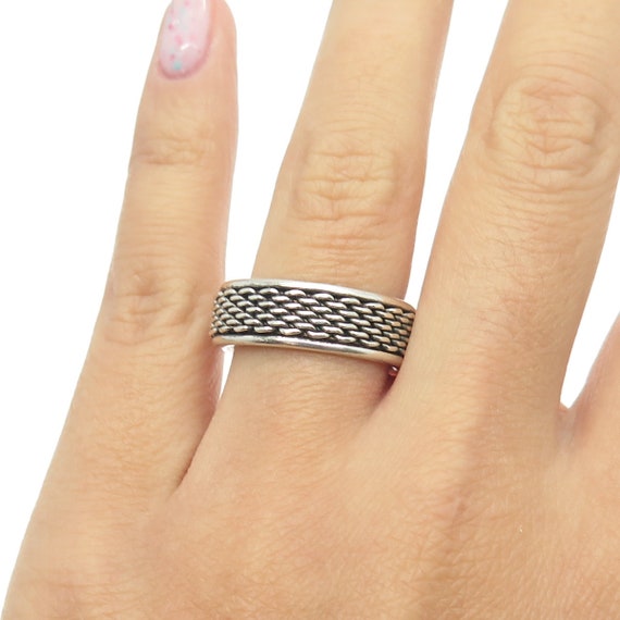 ESPO SIG Joseph Esposito 925 Sterling Silver Vintage Mesh Band Ring Size 7.25 Etsy