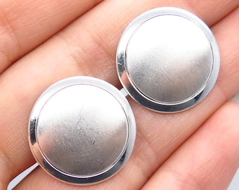 925 Sterling Silver Vintage Textured Round Cufflinks