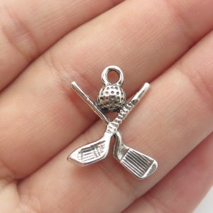 925 Sterling Silver Vintage Golf Clubs and Ball Charm Pendant