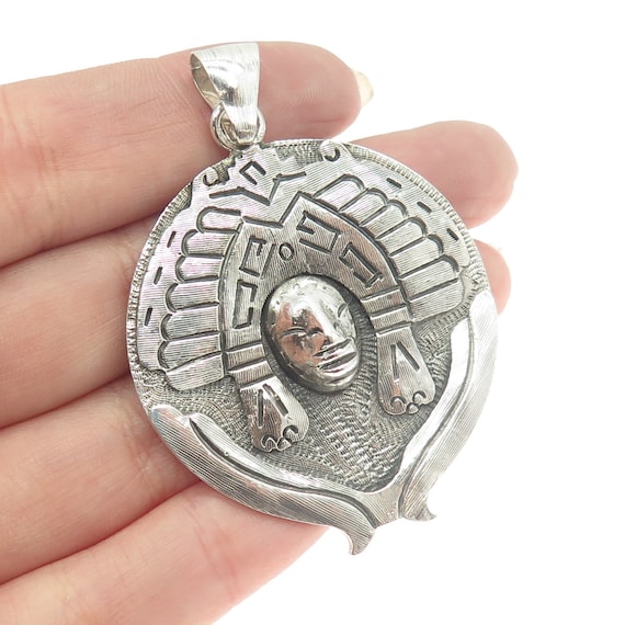 925 Sterling Silver Vintage Mexico Aztec Goddess … - image 1