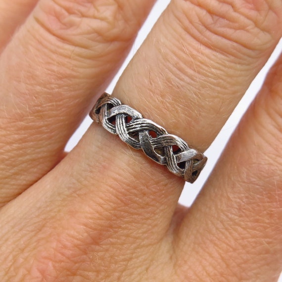 925 Sterling Silver Wicker Design Band Ring Size 5 3/4 - Etsy