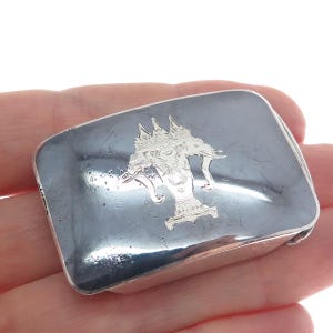ALEX and CO. 925 Sterling Silver Antique Siam Niello Elephant Belt Buckle