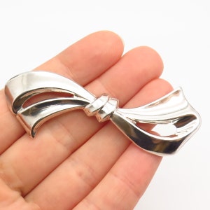 925 Sterling Silver Vintage Bow Tie Design Pin Brooch