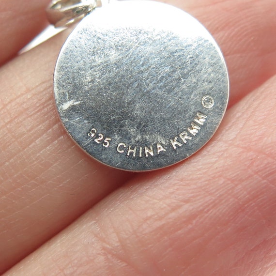 925 Sterling Silver Vintage "Blessed" Round Penda… - image 7