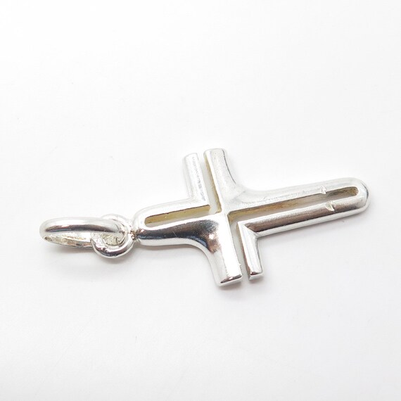 925 Sterling Silver Vintage Cross Modernist Penda… - image 7