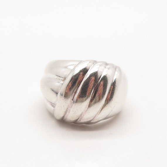 925 Sterling Silver Vintage Ribbed Wide Wrapped R… - image 3
