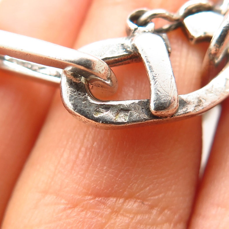 925 Sterling Silver Vintage Elongated Cable Link Bracelet 7 34