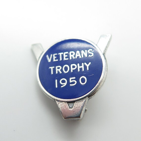 925 Sterling Silver Vintage Enamel Veterans Troph… - image 4