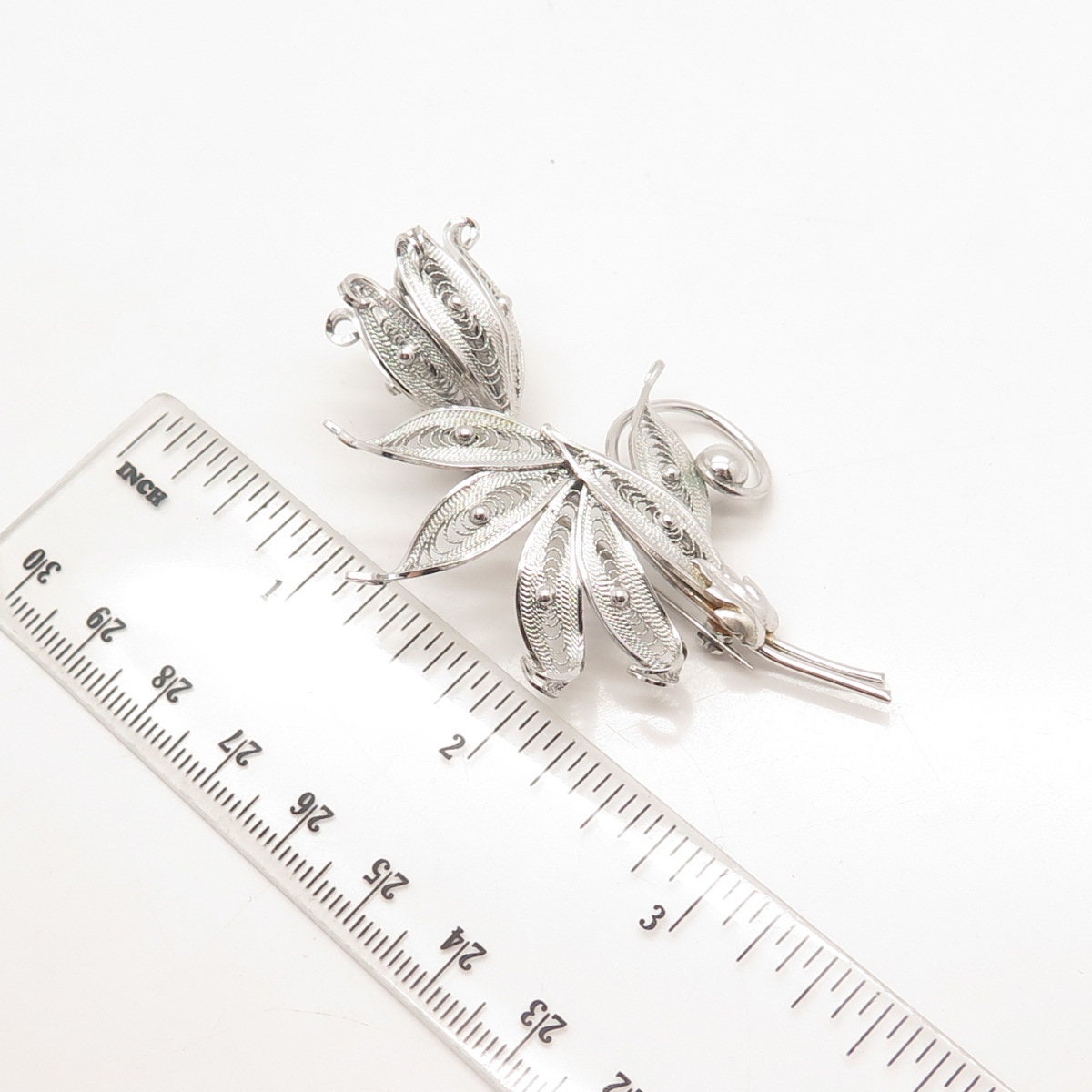 BROCHE ANCIENNE ARGENT MASSIF STERLING Avec QUARTZ MAUVE - Bijou Vintage Antique - Occasion
