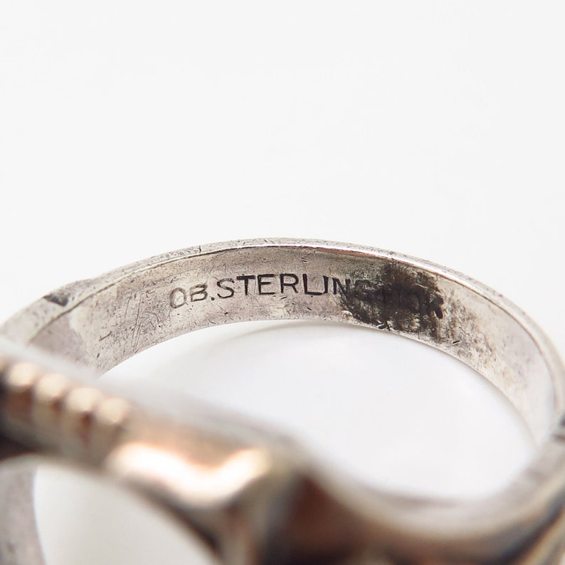 925 Sterling Silver 10K Antique Art Deco Ostby and Barton Mens Ring Size 10