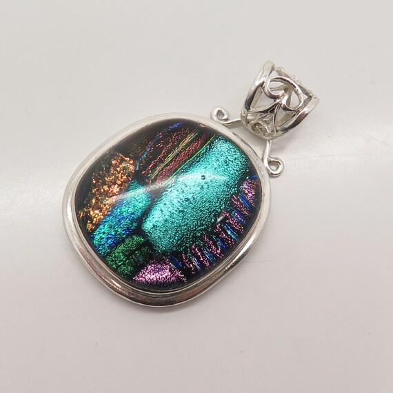 925 Sterling Silver Vintage Colorful Roman Glass … - image 7