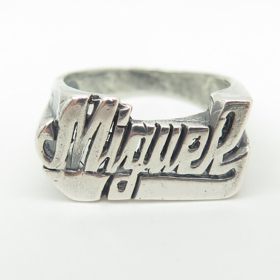 925 Sterling Silver Vintage "Miguel" Name Ring Si… - image 3
