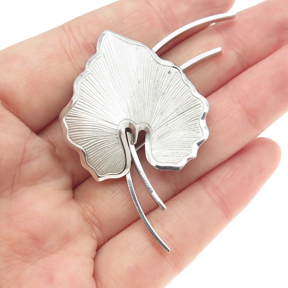 BEAU 925 Sterling Silver Vintage Leaf Pin Brooch