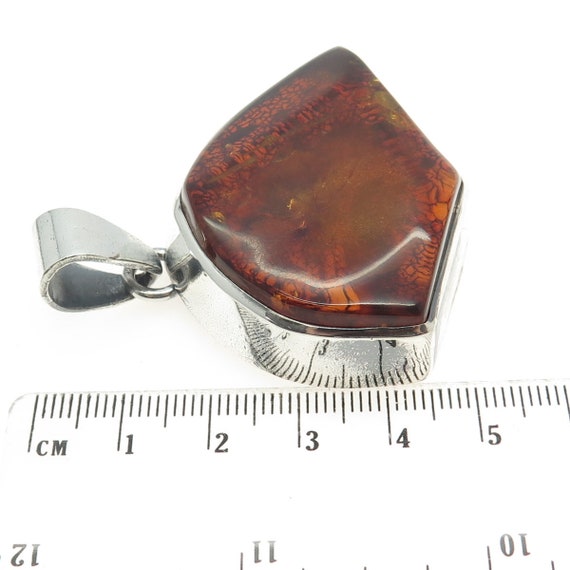 925 Sterling Silver Vintage Real Amber Modernist … - image 3