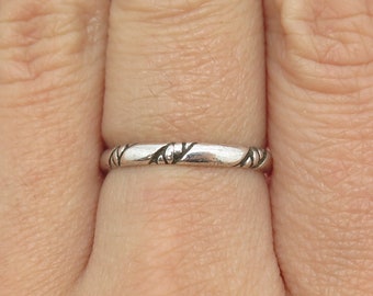 SHUBE 925 Sterling Silver Vintage Stackable Roped Band Ring Size 7.25