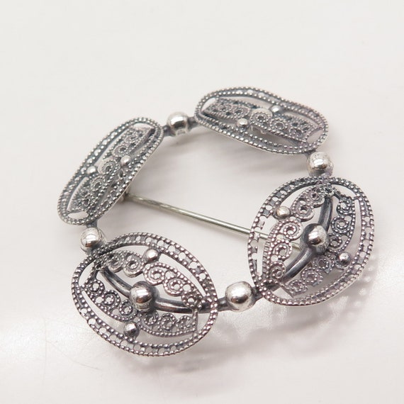925 Sterling Silver Vintage BEAU Ethnic Pin Brooch - image 6