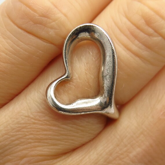 925 Sterling Silver Open Heart Design Gap Ring Siz