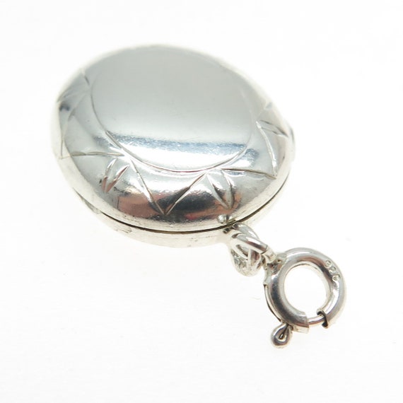 925 Sterling Silver Vintage Sun Oval Locket Charm… - image 7