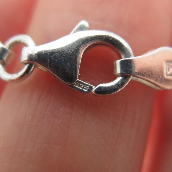 925 Sterling Silver Vintage Italy Heart Dangle Charm Oval Link
