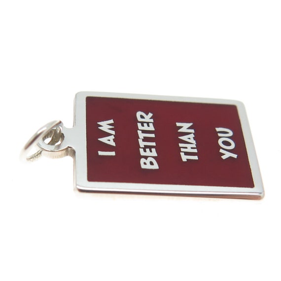 925 Sterling Silver Red Enamel "I Am Better Than … - image 5