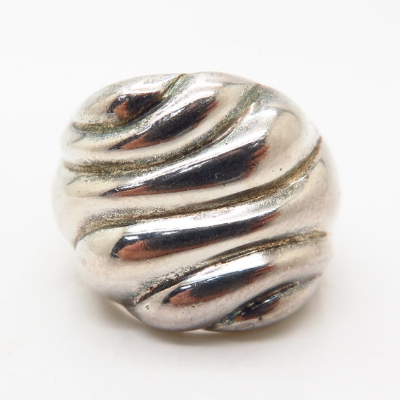 925 Sterling Silver Ribbed Design Puffy Ring Size… - image 2