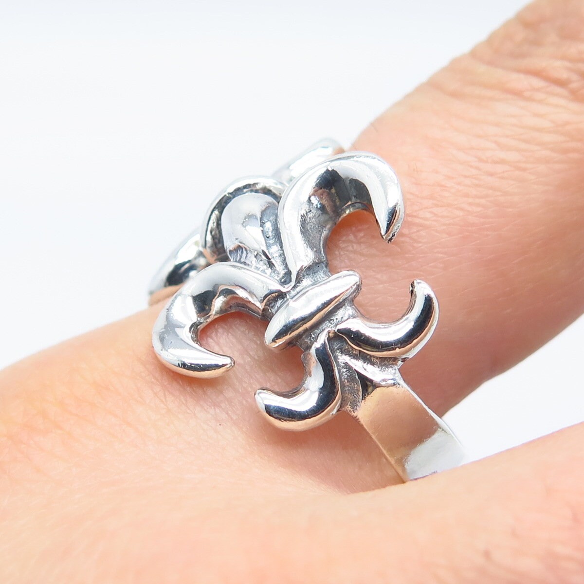 925 Sterling Silver Vintage Fleur-de-lis Ring Size 11.25 - Etsy