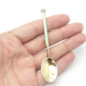 AKSEL HOLMSEN 925S Sterling and Gold Plated Vintage Norway Enamel Coffee Spoon
