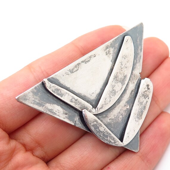 925 Sterling Silver Vintage Modernist Triangle Des