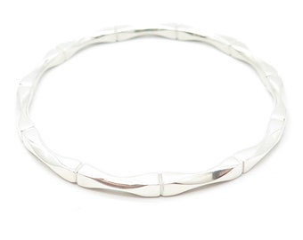 925 Sterling Silver Vintage Mexico Bamboo Bangle Bracelet 8