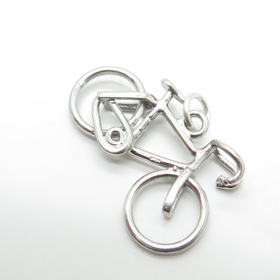 925 Sterling Silver Vintage Bicycle Charm Pendant - image 5