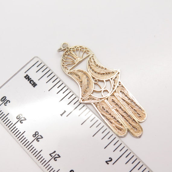 925 Sterling Silver Gold Plated Vintage Filigree … - image 3