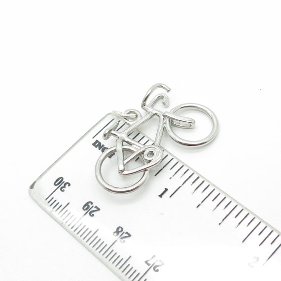 925 Sterling Silver Vintage Bicycle Charm Pendant - image 3