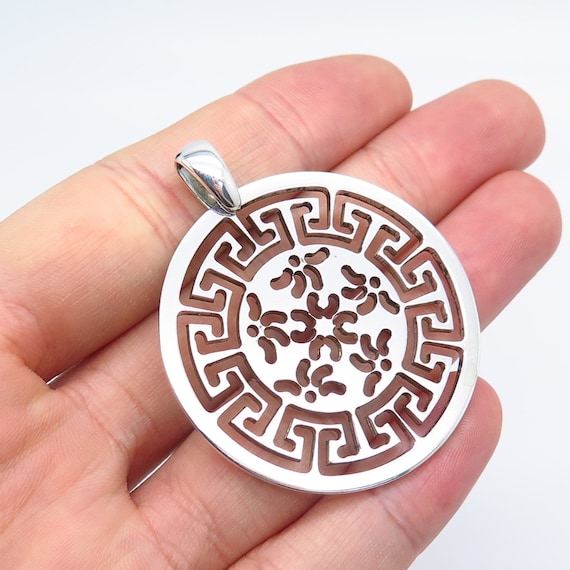 925 Sterling Silver Vintage Italy Ornate Pendant - image 1