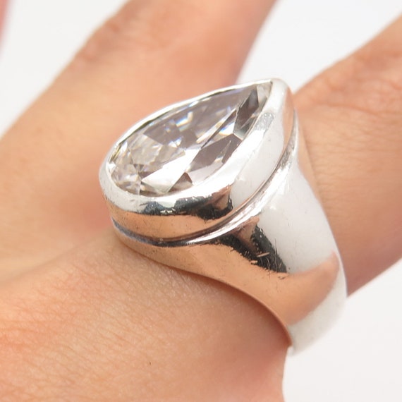 925 Sterling Silver Vintage James Mason CZ Wide T… - image 2