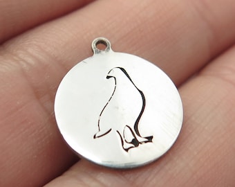 925 Sterling Silver USA Two In Town Pigeon Bird Charm Pendant