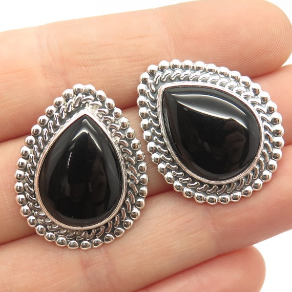 925 Sterling Silver Vintage Mexico Real Black Ony… - image 1