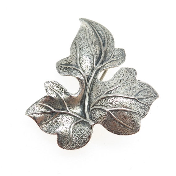 BEAU 925 Sterling Silver Vintage Leaf Pin Brooch - image 4