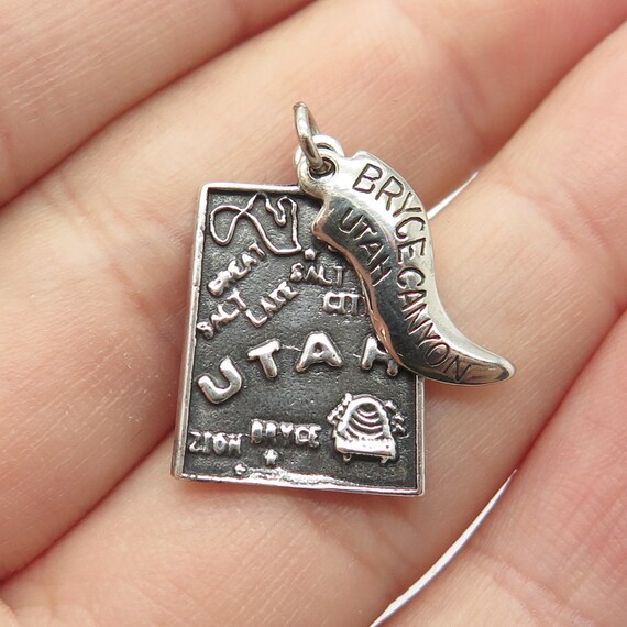 925 Sterling Silver Vintage "Utah" State Map Char… - image 1