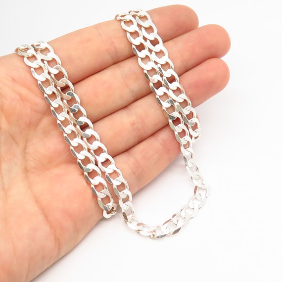 925 Sterling Silver Classic Cuban Chain Necklace … - image 1