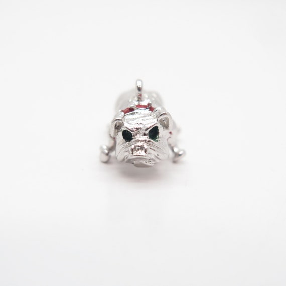 925 Sterling Silver Vintage Enamel Bulldog Charm … - image 4