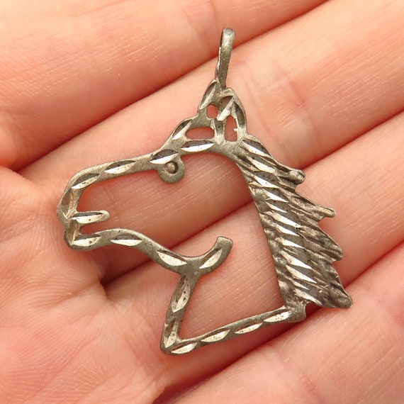 925 Sterling Silver Horse Head Design Pendant Gem