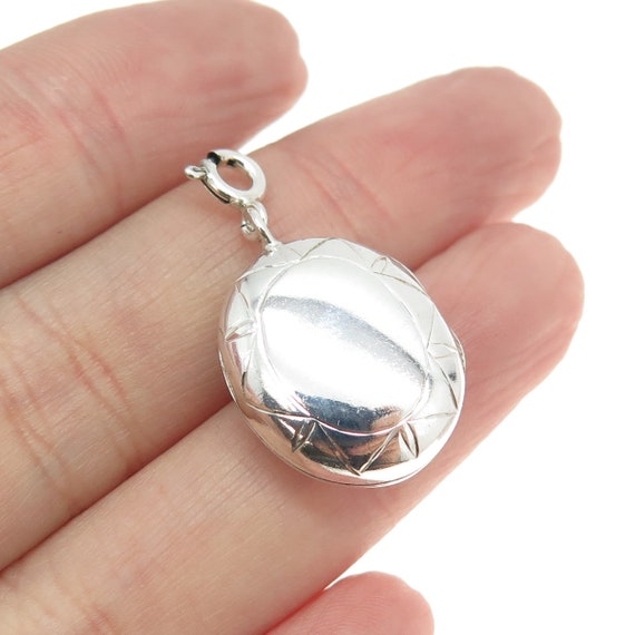 925 Sterling Silver Vintage Sun Oval Locket Charm… - image 2