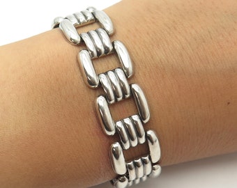 アンティークプレート 835 Silver Antique Art Deco Panther Link Bracelet 7.5