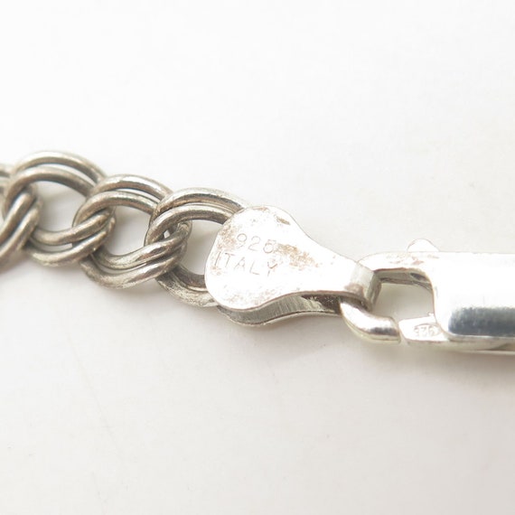 Italy 925 Sterling Silver Two Tone Wide Hollow Link Bracelet 6 34